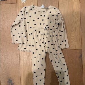 Zara Kids Beige and Black Polka Dot Matching Set